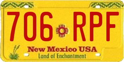 NM license plate 706RPF