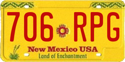 NM license plate 706RPG