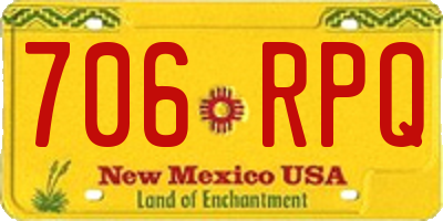 NM license plate 706RPQ