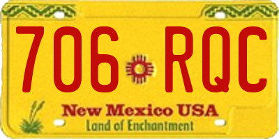 NM license plate 706RQC