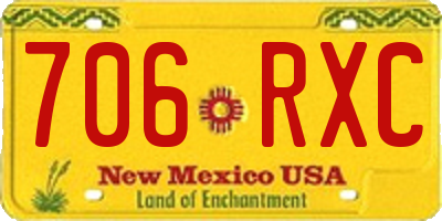 NM license plate 706RXC
