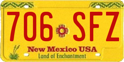 NM license plate 706SFZ
