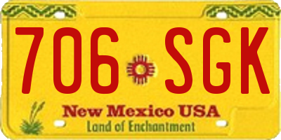 NM license plate 706SGK
