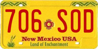 NM license plate 706SOD
