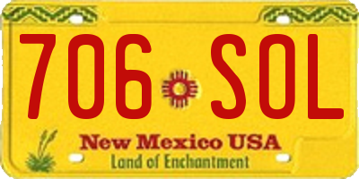 NM license plate 706SOL
