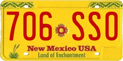 NM license plate 706SSO