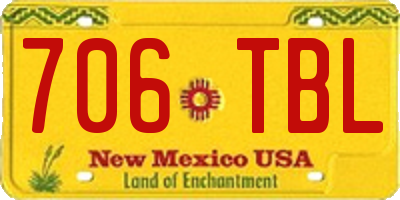 NM license plate 706TBL