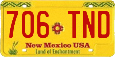 NM license plate 706TND
