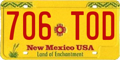 NM license plate 706TOD