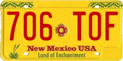 NM license plate 706TOF