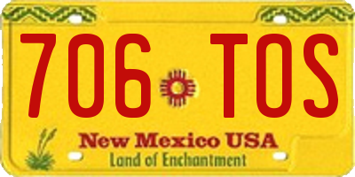 NM license plate 706TOS