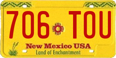 NM license plate 706TOU