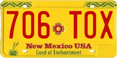 NM license plate 706TOX