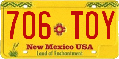 NM license plate 706TOY