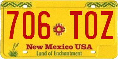NM license plate 706TOZ