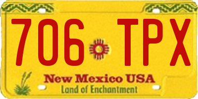 NM license plate 706TPX