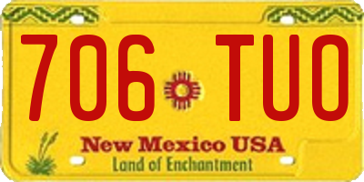 NM license plate 706TUO