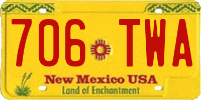 NM license plate 706TWA