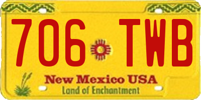 NM license plate 706TWB