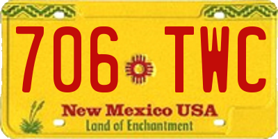 NM license plate 706TWC
