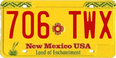 NM license plate 706TWX