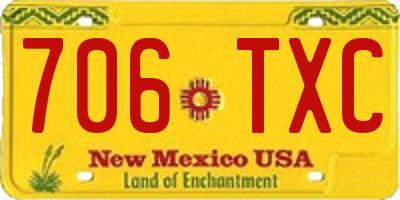 NM license plate 706TXC
