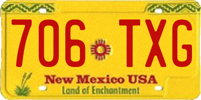 NM license plate 706TXG