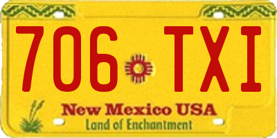 NM license plate 706TXI
