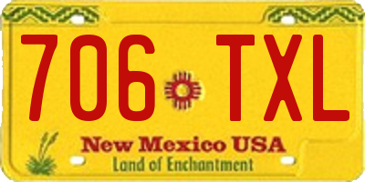 NM license plate 706TXL