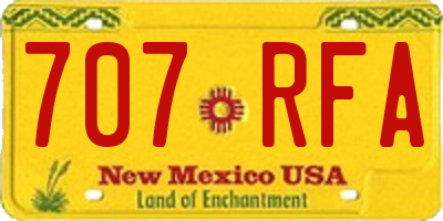 NM license plate 707RFA
