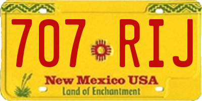 NM license plate 707RIJ