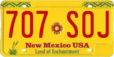 NM license plate 707SOJ