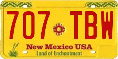 NM license plate 707TBW
