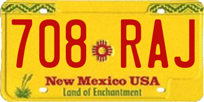 NM license plate 708RAJ