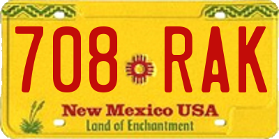 NM license plate 708RAK