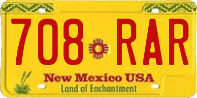 NM license plate 708RAR