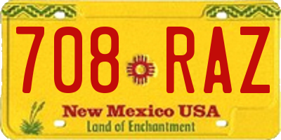 NM license plate 708RAZ