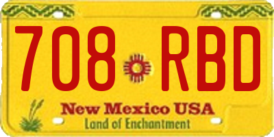 NM license plate 708RBD