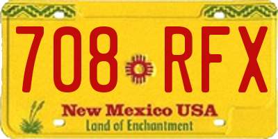 NM license plate 708RFX