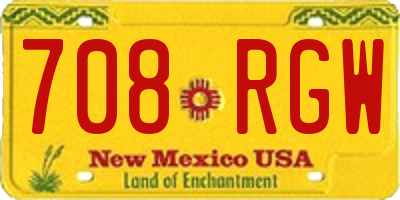 NM license plate 708RGW