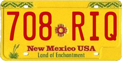 NM license plate 708RIQ
