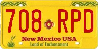 NM license plate 708RPD