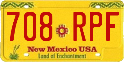 NM license plate 708RPF