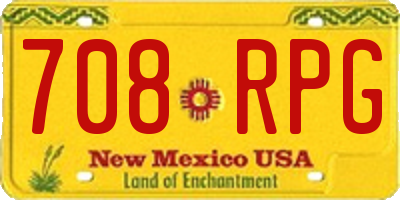 NM license plate 708RPG