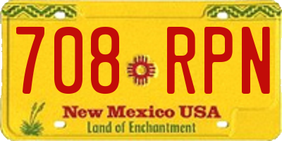 NM license plate 708RPN