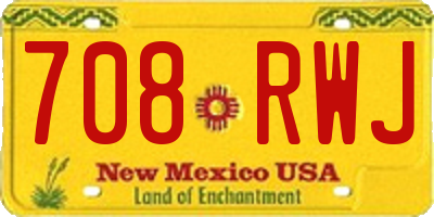 NM license plate 708RWJ