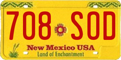 NM license plate 708SOD