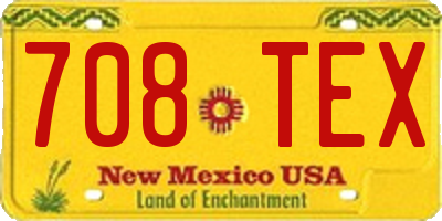 NM license plate 708TEX