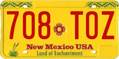 NM license plate 708TOZ
