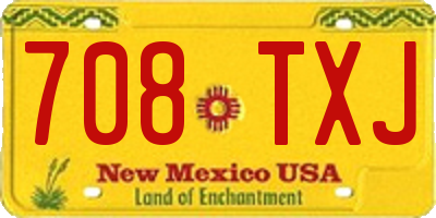 NM license plate 708TXJ